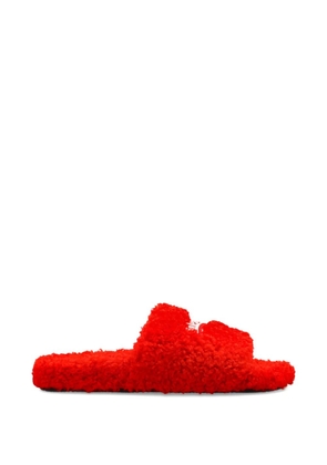 Balenciaga logo-embroidered shearling-effect sandals