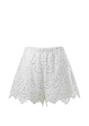 Toccin Pavlina guipure-lace scalloped-edge shorts - White