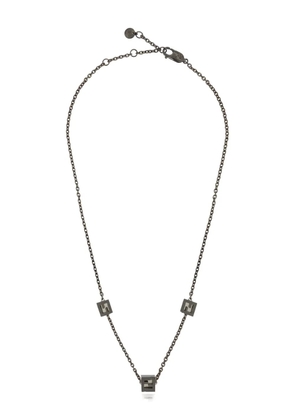 FENDI logo square-pendant necklace - Grey