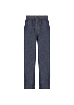 LOEWE logo-embroidered drawstring trousers. - Blue