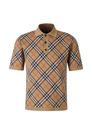 Burberry check-pattern polo shirt - Neutrals