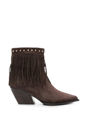 Marc Ellis fringe-trim studded ankle boots - Brown