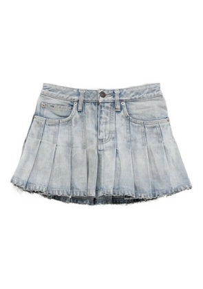 Balenciaga pleated frayed denim skirt - Blue