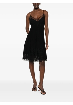Ermanno Scervino lace-trim pleated midi dress - Black