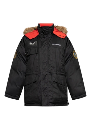 Balenciaga faux-fur-trimmed padded jacket - Black