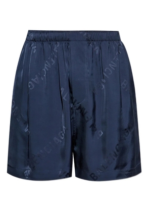 Balenciaga logo-jacquard track shorts - Blue