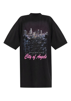 Balenciaga city-print T-shirt mini dress - Black