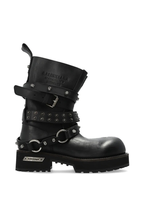 Balenciaga Venom City studded-strap leather boots - Black