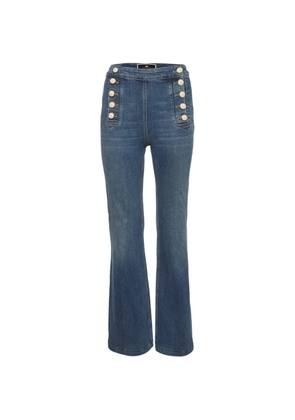 Elisabetta Franchi button-embellished flared jeans - Blue