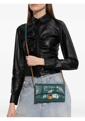 Balenciaga croc-embossed chain cross body bag - Green