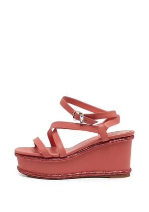 René Caovilla crystal-embellished wedge sandals - Pink
