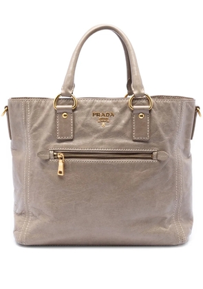 Prada Pre-Owned 2013-2026 Vitello Shine Front Pocket Convertible Tote satchel - Brown