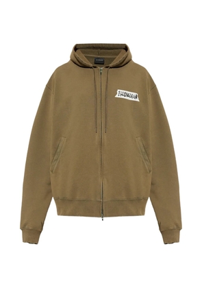 Balenciaga Masking Tape zip-up hoodie - Brown