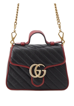 Gucci Pre-Owned 2016-2026 Mini GG Marmont Matelasse Calfskin Torchon Top Handle Bag satchel - Black