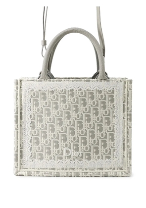 Christian Dior Pre-Owned 2010-2026 Mini Oblique Embroidered Canvas Lace Book Tote satchel - Grey