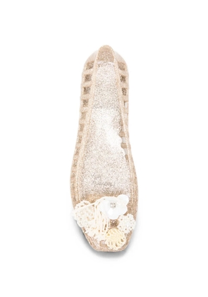 HEAVENLY JELLY glitter-embellished flat pumps - Gold