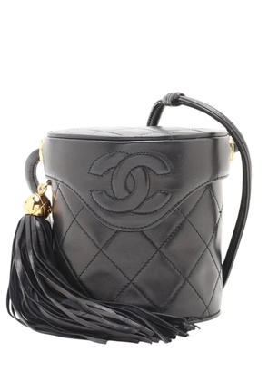 CHANEL Pre-Owned 2000-2010 CC Quilted Lambskin Fringe crossbody bag - Black