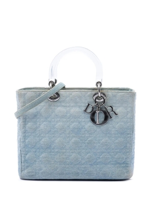 Christian Dior Pre-Owned 1999 Large Denim Cannage Acrylic Handles Lady Dior satchel - Blue