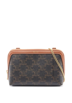 Celine Pre-Owned 2010-2026 Triomphe Coated Canvas Clutch On Chain crossbody bag - Brown