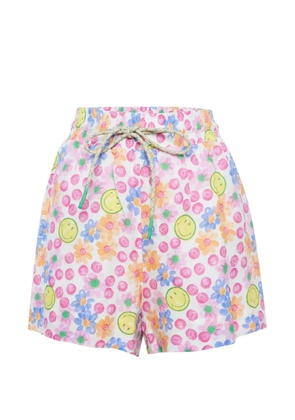 SANDRO x Smiley linen-blend floral shorts - White