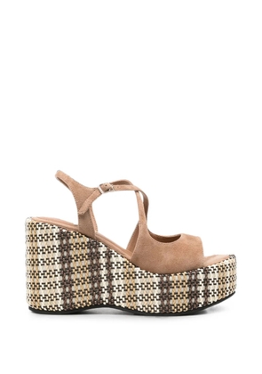 Marc Ellis woven-platform suede sandals - Brown