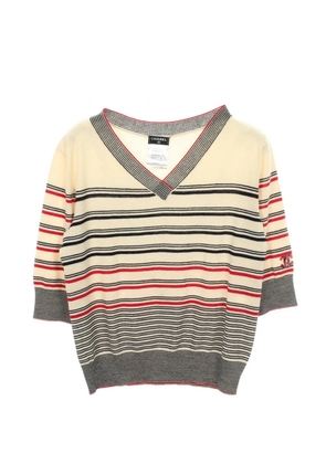 CHANEL Pre-Owned 1986-1988 striped sweater - Neutrals