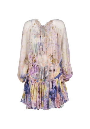 ZIMMERMANN floral-print ruffled-collar mini dress - Neutrals
