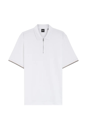 BOSS zip-fastening striped-trim polo shirt - White