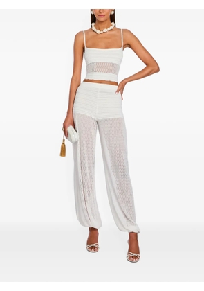 Retrofete Devyn pointelle-knit trousers - White