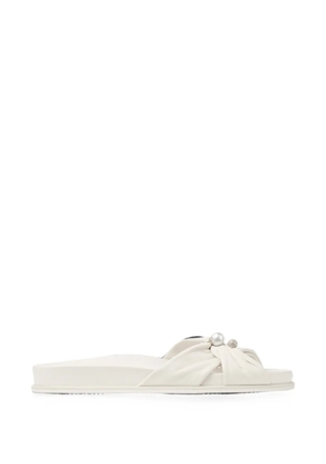 Jimmy Choo Rafi flat latte soft glove leather flat sandals - White