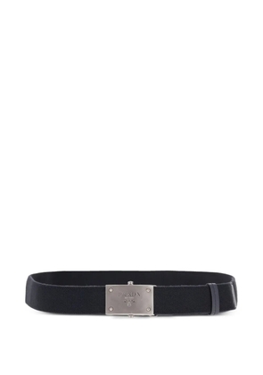 Prada logo-plaque woven belt - Blue