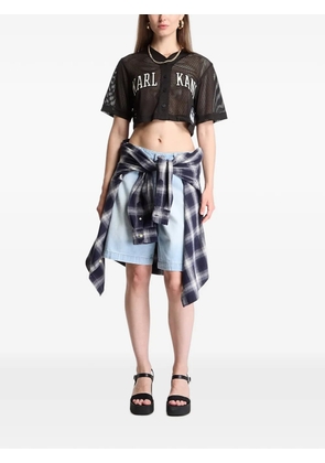 karl kani stone-washed denim shorts - Blue