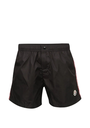 Moncler logo-patch side-stripe swim shorts - Black