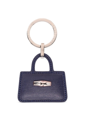 Longchamp Roseau leather keyring - Blue