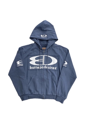 Bottega Desires logo-patch full-zip hoodie - Blue