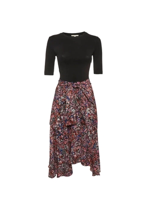 Maje floral-print tiered midi dress - Black