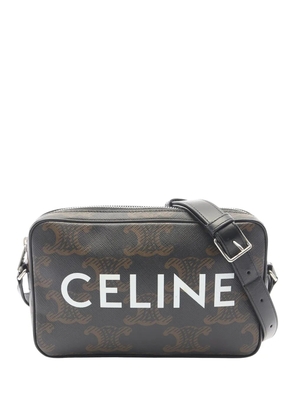 Celine Pre-Owned 2010-2026 Medium Triomphe Coated Canvas Logo crossbody bag - Black