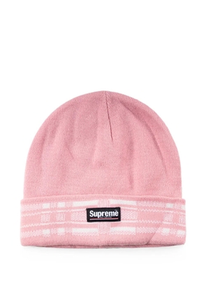 Supreme plaid-cuff beanie hat - Pink