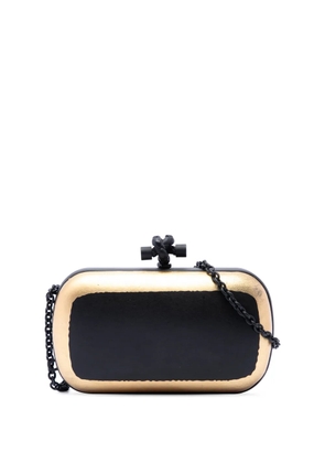 Bottega Veneta Pre-Owned 2000-2026 Bicolor Gilded Waxed Leather Knot Clutch with Chain crossbody bag - Black