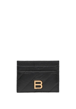 Balenciaga logo-plaque leather cardholder - Black