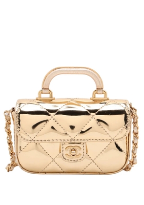 CHANEL Pre-Owned 2021-2026 CC Metallic Quilted Calfskin Top Handle Bag satchel - Gold