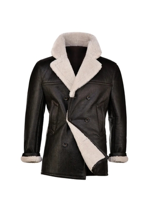 Hettabretz double-breasted leather coat - Brown