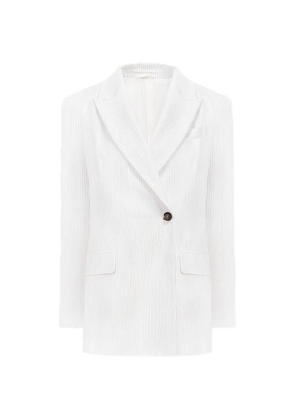 Brunello Cucinelli pinstripe tailored blazer - White