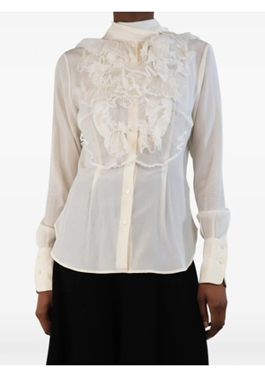 Ermanno Scervino Vintage lace-trim ruffled blouse - White