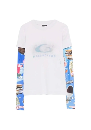 Balenciaga graphic-print double sleeve T-shirt - White