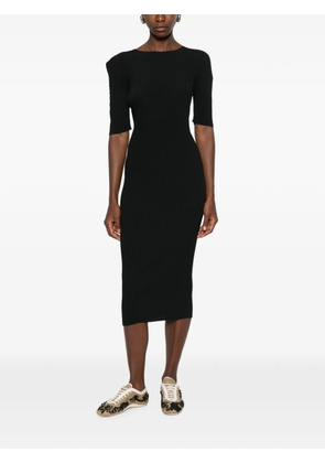 Issey Miyake box-shoulder pleats midi dress - Black
