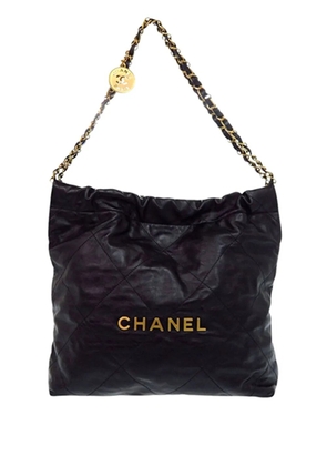 CHANEL Pre-Owned 2021-2026 Small Quilted Shiny Calfskin 22 Handbag tote bag - Black