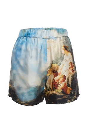 Roberto Cavalli Vintage graphic-print silk shorts - Blue