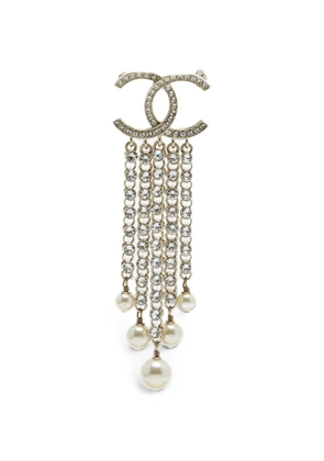CHANEL Pre-Owned CC faux-pearl brooch - Gold