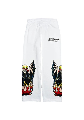 Ed Hardy rhinestone-embellished baggy track pants - White